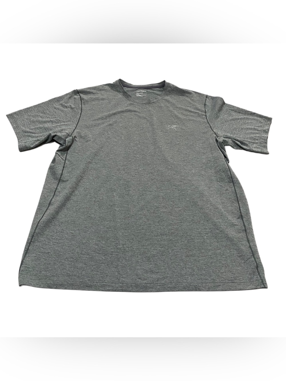 Arcteryx Cormac Crew SS Athletic Performance Tee Shirt Logo Heather Gray Large